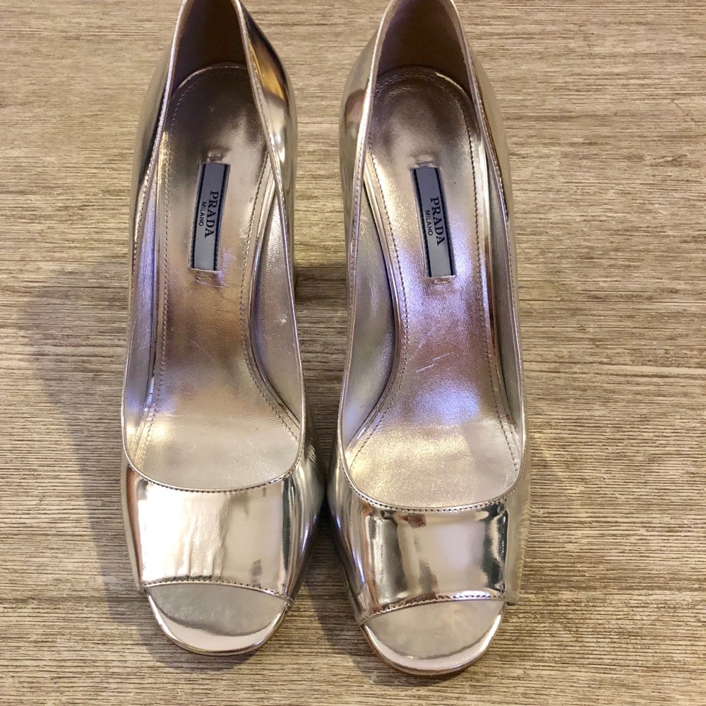 Prada Metallic Silver Heels Size 40